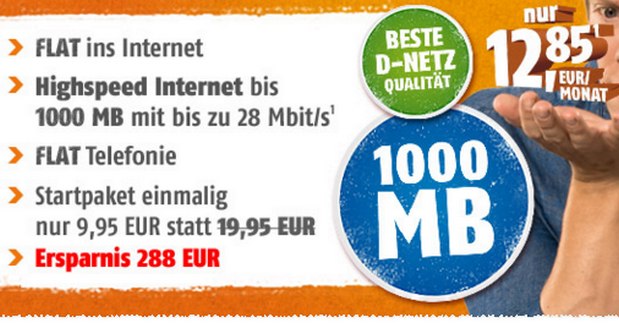 Klarmobil Allnet-Spar-Flat für 12,85 Euro bei Crash-Tarife mit 1 GB Internet-Flat